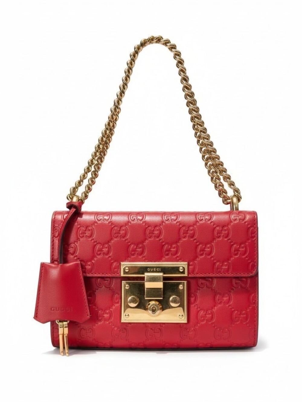 Gucci Padlock GG Embossed Red Leather Shoulder Bag – Gold Hardware Crossbody